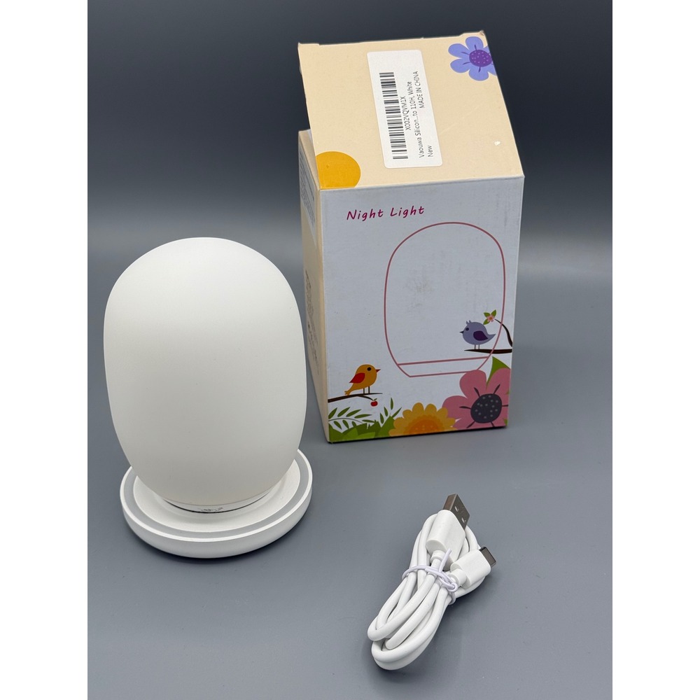 Vaouwa Silicone Night Light USB Rechargeable White Egg Shape Portable Nursery